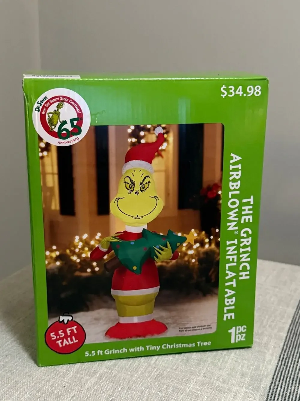 🎄 Dr. Seuss The Grinch Airblown Inflatable 5.5 Ft Christmas Yard Decor NEW